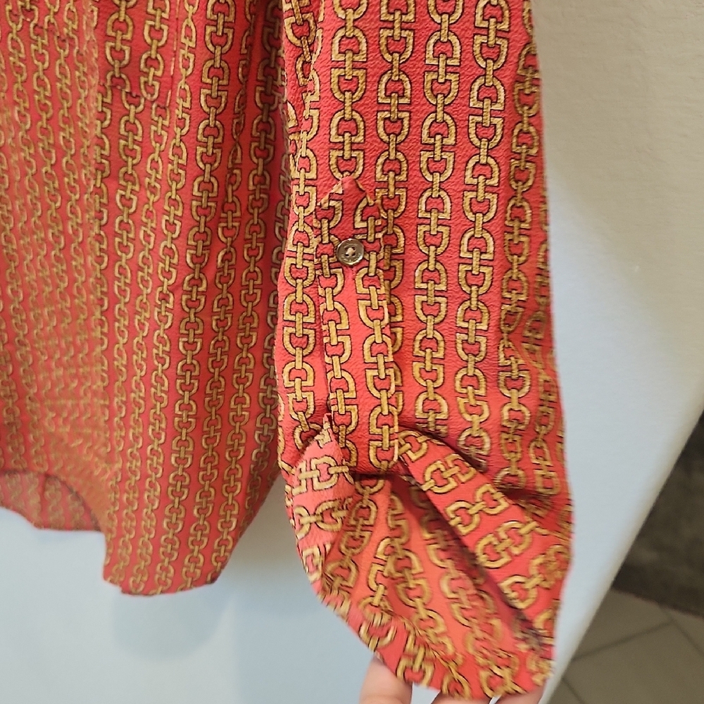 Michael Kors Red and Gold Chain Blouse - Picture 4 of 7